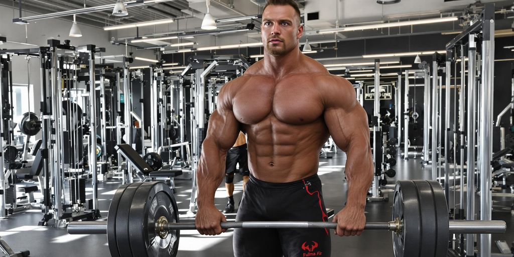 Jeff Seid lifts heavy weights in a bright modern gym