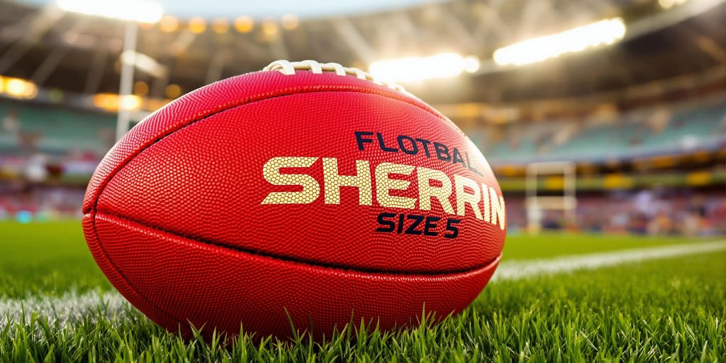 Sherrin Size 5 football on green grass at stadium