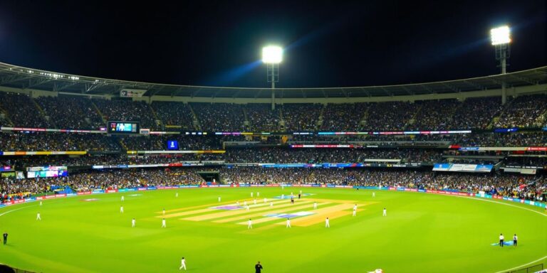 Australian cricket players on field during live match action