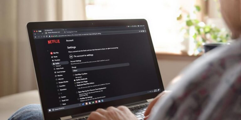 Person using laptop with Netflix homepage open