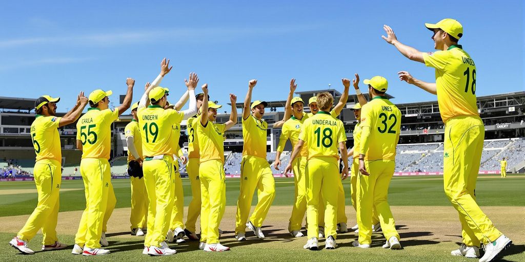Australian Under-19 cricket team celebrating on pitch in 2016.