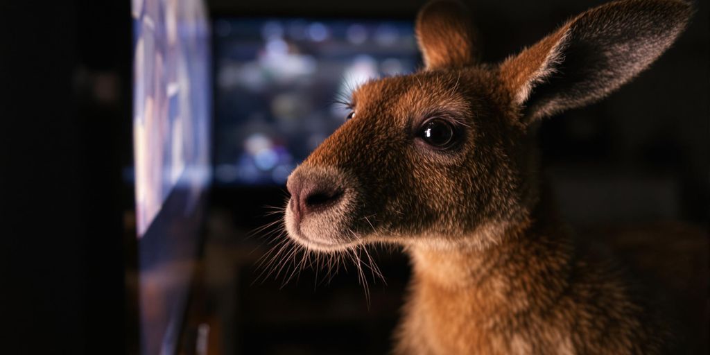 Kangaroo watching TV, Down Under Netflix binge.